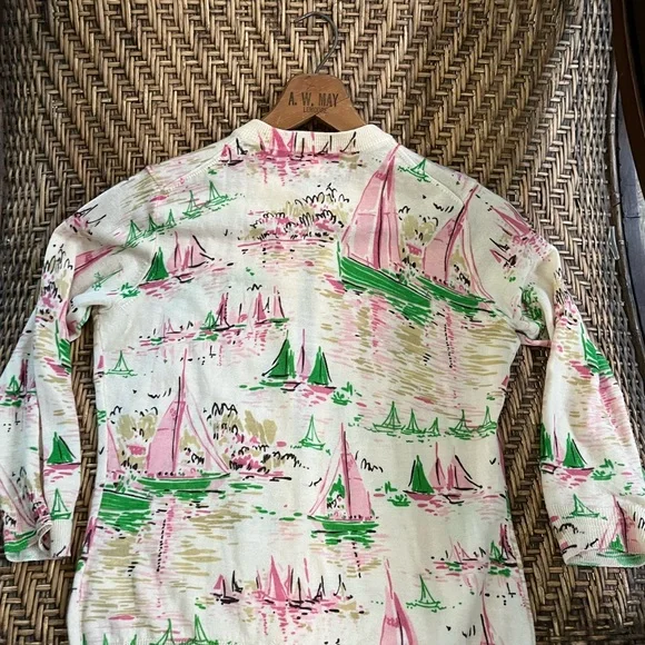 RARE Vintage J.Crew Wool Sweater ~ MCM Novelty Print Sailboats ~ Size Small XS - Picture 3 of 8